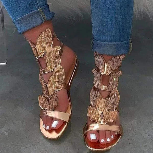 Women'S Fashion Flat Bow Rhinestone Sandals 09008747