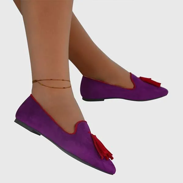 Women's Fashion Pointed Toe Tassel Flats 68026273C