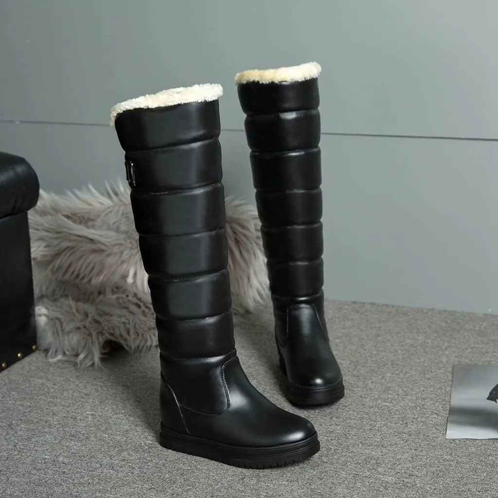Women's Winter Knee High Snow Boots Tall Waterproof Rain Pull On Warm Fur Lined Wide Calf Snow Boot